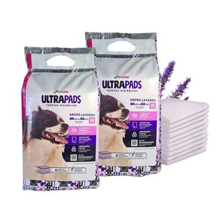 Petlike Ultra Pads — tapete higiênico Lavanda — Ultra Pads Lavanda 80×60 cm, duas embalagens de 30, total 60